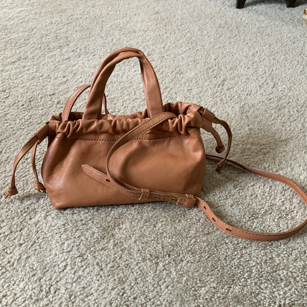 Madewell Tan Leather Drawstring Shoulder Bag